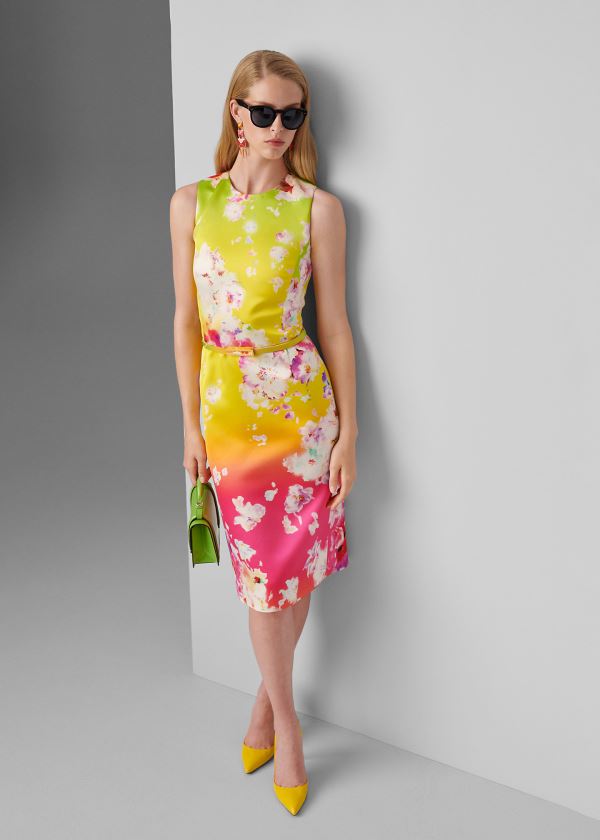 Women's Ralph Lauren Tuscon Floral Belted Dresses | 659378GYI